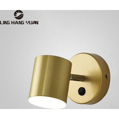 Gold Black Led Wall Light Switch Dimmable 110V 220V Sconce Wall Lamp Indoor Home Living room Bedroom Bedside Light Wandlamp 5W