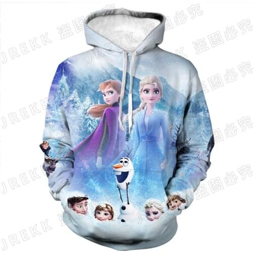 2021 Fashion Spring Men Sweetshirts Frozen Cartoon Anime 3D Print Children Hoodies Streetwear Women Oversize Tracksuit