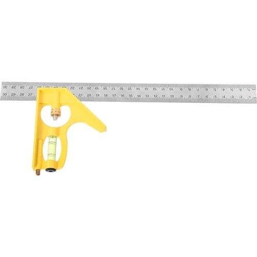 Uxcell 300mm/ 12'' Combination Square Try Square Ruler Carpenter Tools 305 x 119 x 19mm Yellow