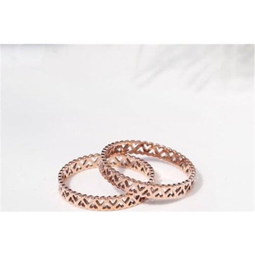 YUN RUO Hellow Out Heart Ring Rose Gold Fashion 316 L Titanium Steel Jewelry Birthday Gift Woman Man Never Fade Drop Shipping