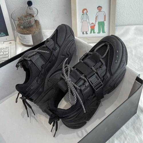 Women Platform Sneakers Leather Casual Ladies Chunky Shoes Nice White Woman High Black Fashion Brand Thick Soled Wedge Sneakers