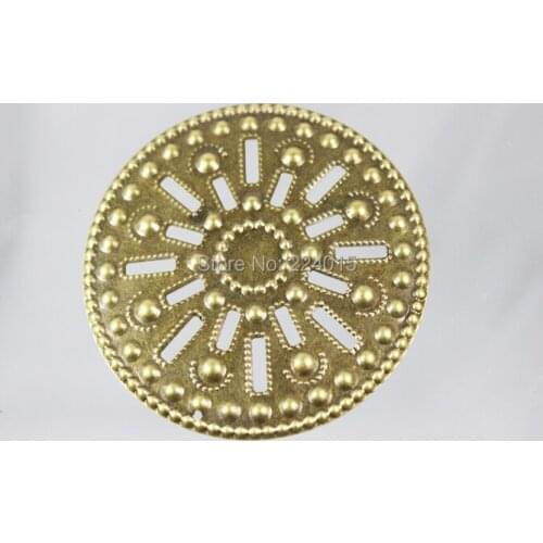20pcs Ancient Bronze Tone Round Filigree Flower Wraps Charms Findings Hair Jewelry Embellishments Connectors,59*59mm