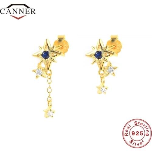 CANNER Exquisite Charm Star Earring 925 Sterling Silver Ear Stud Earrings for Women Men Piercing Cartilage Earings Fine Jewelry