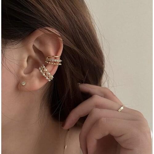 Luckydays 2021 Korean Delicate ZirconCircle Clip Earrings For Women Girls Elegant Pearl No Piercing Metal Cartilage Ear Jewelry