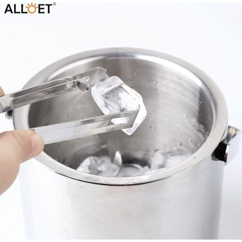 1.3/3.2L Ice Bucket Insulated Stainless Steel with Tongs Strainer Champagne Whiskey Beer Wine Bucket Kitchen Bars Party Barware