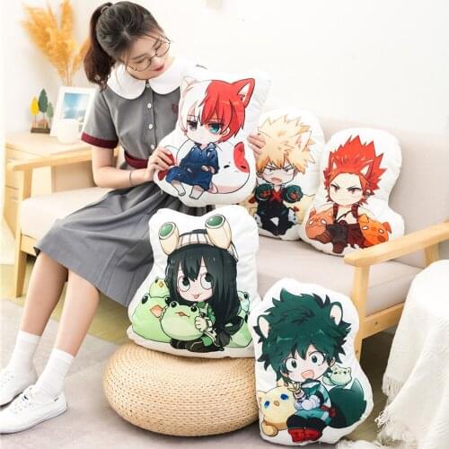 1pc 50cm Cartoon Anime Bakugou Katsuki Todoroki Shoto Midoriya Izuku Bolster Plush Boku No Hero Academia Pillow Kids Lovely Toys