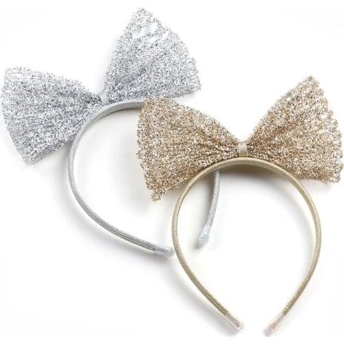 10pcs Fashion Luxury Bow Hairbands Solid Glitter Bowknot Hair Sticks Headbands Princess Headwear Girls Party Hair Accessories
