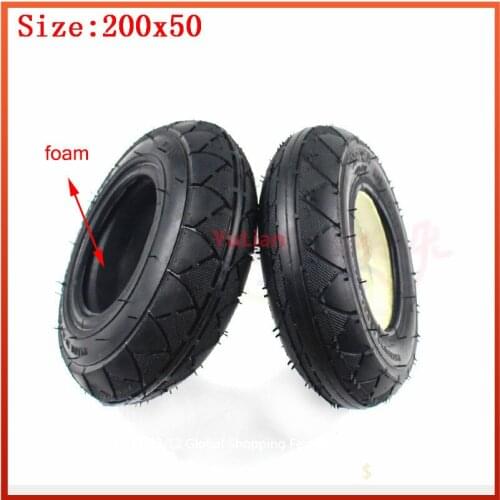 2types 8" 200x50 tire include solid/foam filled and tube and tyre include For Electic Scooter Motorcycle ATV Moped Parts