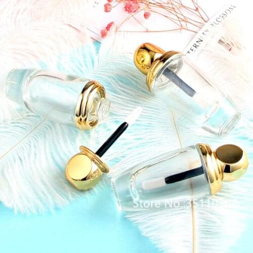 20PCS High Grade Clear Glass Gold Lip Gloss Tube DIY Glass Empty Lip Gloss Bottle Clear Superior Lipstick Package Container 10ml