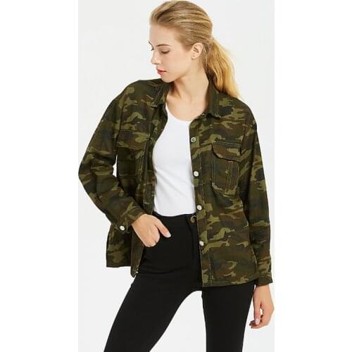 2020 Women Blouses Spring Cotton Casual Turn-down Collar Camouflage Shirt Women Tops Blusas Mujer