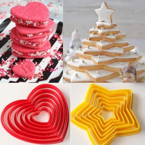 6pcs/set Creative Cake Cutter Mould Heart Star Flower Shaped Baking Dessert Tool Baking Cake Decoration Cookie Molds Supplies