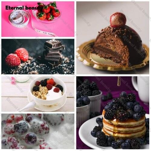 Chocolate Cake 5D Diy Diamond Painting Strawberry Mulberry Diamond Embroidery Mosaic Home Wall Decoration Handmade Wall Stickers