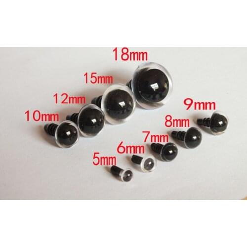 Free shipping!!! 100pcs x 5-18mm clear round safety eyes can choose size