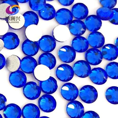 Free shipping SS3-SS34 Royalblue color Non HotFix flatback Top-level glass crystal 3D Nail Art Rhinestone diy Decorations MPBL