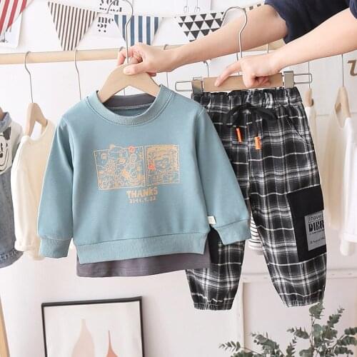 Kids Spring Autumn Cotton Clothes Baby Boys Girls Letters T-shirt Pants 2Pcs/sets Out Children Toddler Clothing Tracksuits Sets