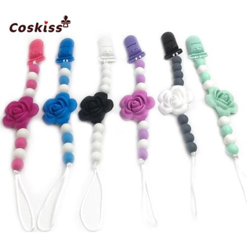 Baby Silicone Teether Bead Flower Shaped Silicone Baby Pacifier Clip Toodler BPA FreeFood Grade Silicone Bead DIY Baby Teether