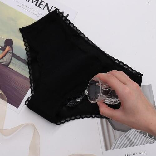 Womens Menstrual Underwear 4 Layers Waterproof Leakage Panties Female Lingerie Mid Waist Lace Underpants Physiological Period