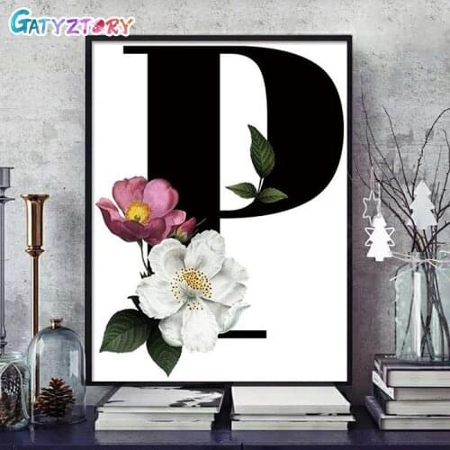 GATYZTORY Full Drill Letter flower Mosaic Round Diamond Painting Diamond Embroidery Cross Stitch Kit Diamond Art Rhinestones Chr