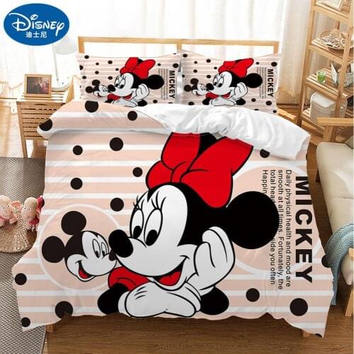 Disney Lovely Soft Adult/kids Minnie Bedding Set Girls Duvet Cover Bed Sheet Cartoon Pattern Full Queen Twin Gifts
