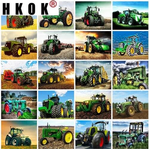 HKOK 5D DIY Diamond Painting Tractor Rhinestone Embroidery Diamond Mosaic Full Layout Cross Stitch Kit Home Decor Gift