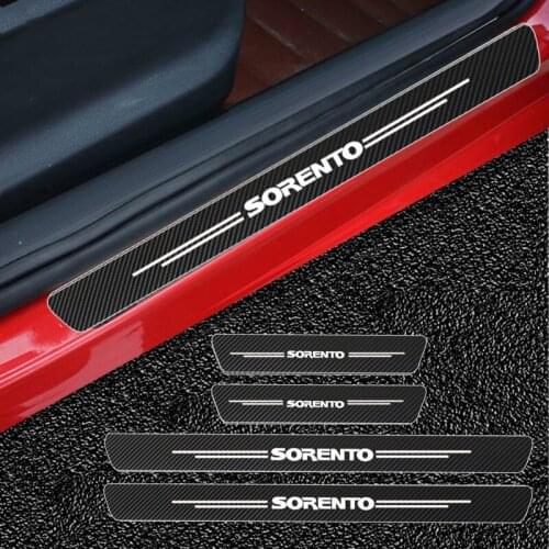 Mutips 4pcs Carbon Fiber GT Car Door Sill Protection Sticker Trim Cover Auto Exterior Styling For Kia Sorento Car Accessories