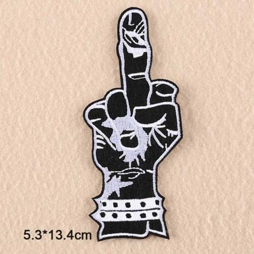 Punk Retro Middle Finger Iron On Embroidered Clothes Patch For Clothing Stickers Garment Apparel Accessories