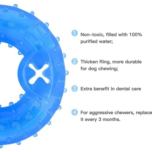 Non-Toxic Pet Biting Toy Dog Cooling Teether Toy Puppy Summer Playing Toy Donut-Shaped Loop Dog Cooling Chew Toy Travel Toys