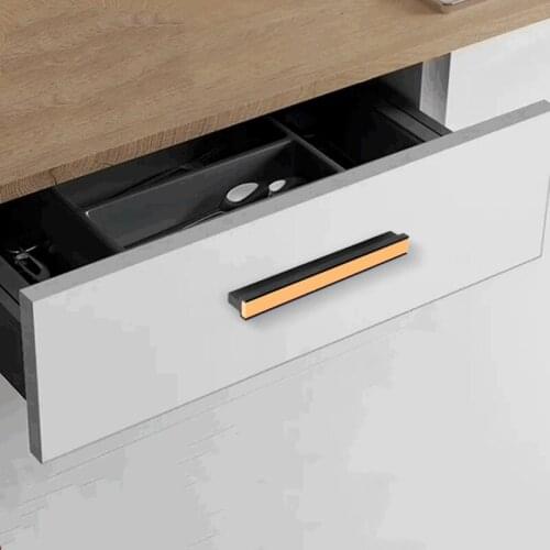 New American Style Simple Cabinet Door Handle Two Color Splicing Aluminum Alloy Furniture Handle Luxury Wardrobe Knob