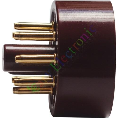 Wholesale and retail 50pc 8Pin Red Gold Bakelite Vacuum Tube sockets Saver Fr 6L6 EL34 KT88 audio amp free shipping