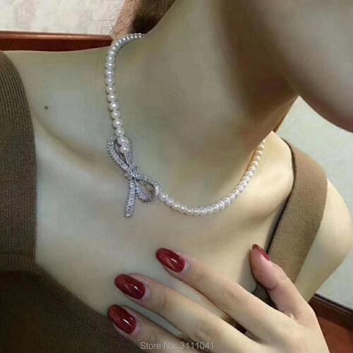 Freshwater pearl white near round 9-10mm necklace 18inch FPPJ wholesale beads nature