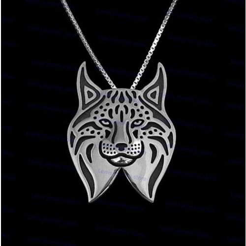 Factory direct sale Cute cartoon Lynx Cat necklace New Fashion animal cat jewelry golden colors 12pcs