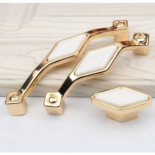 96/128mm Modern simple ceramic handle Drawer dresser handle 3.8/5"Garden cabinet knon Wardrobe gold handle Kitchen cabinet pull