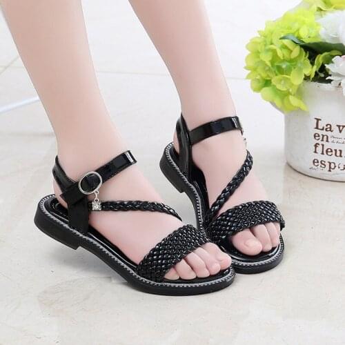 3 5 7 12 Year Princess Girls Sandals Summer ChildrenS Flat Beach Shoes Fashion Sandals 2021 For Little Girl Kids Braid Sandels
