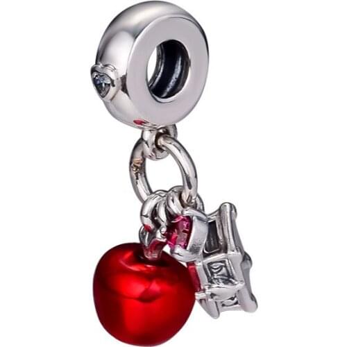 Fairytale Red Apple & Heart Silver Charms for DIY Bracelets Women 925 Sterling Silver Pendant Hanging Charms for Jewelry Making