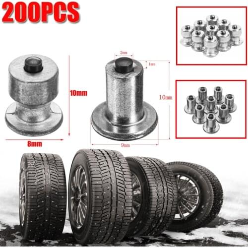 200pcs Winter Wheel Lugs Car Tires Studs 8x10mm Screw Snow Spikes Wheel Tyre Snow Chains Studs For Shoes ATV Car Motorcycle Tire