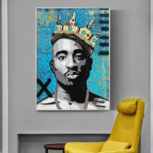 Modern Figure Art Canvas Painting Hip Hop Tupac Music Poster Prints Wall Art 2PAC Pictures For Living Room Home Cuadros Decor