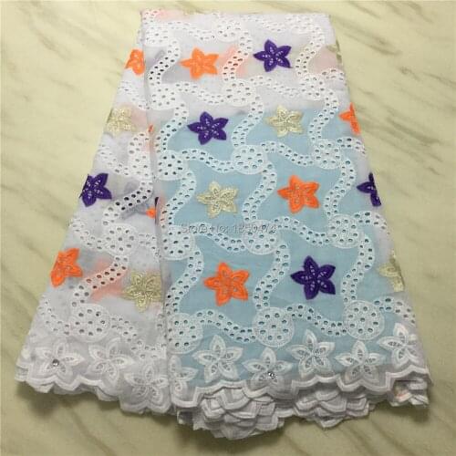 Special Style African Swiss Voile Lace In Switzerland Holes Swiss Cotton Lace Fabric With Stones For Nigerian Daily Dress PS286