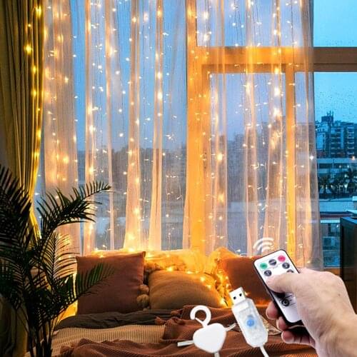 3m 100/200/300 LED Window Curtain String Light Flash Fairy Garland Wedding Party Decoration Home Outdoor Christmas New Year
