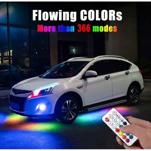 RGB LED Strip Music Remote Control Streamer Flowing Under Car Tube Underglow Underbody System Neon Light