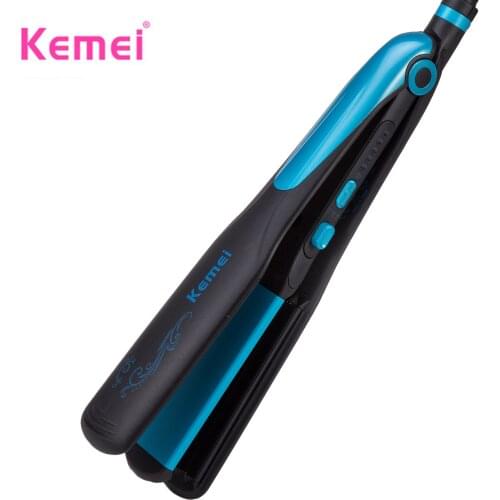 Kemei Hair Straightener Waves Curling Irons Curler Women Professional 2 In 1 Ionic Straightening Iron & Curler Styling Tool Flat