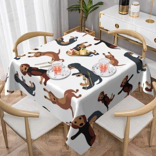 Dachshund Tablecloth Protector Garden Table Cover Kawaii Custom Polyester Cheap Table Cloth