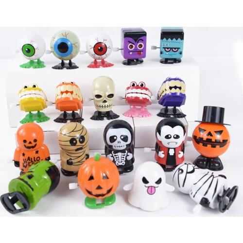 1Pc Plastic Funny Wind Up Toys Halloween Party Decorations Teeth Pumpkin Ghost Clockwork Jump Walking Kids Gift Educational Toys