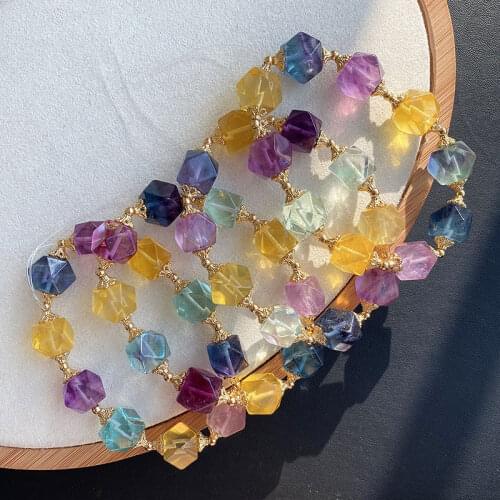 Genuine Natural Colorful Fluorite Quartz Bracelet Clear Cube Rectangle Beads 10x10mm Rare Women Men Jewelry Love AAAAA