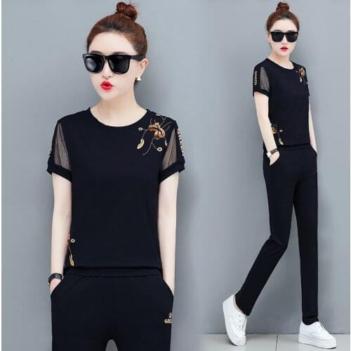 Woman tracksuit 2 piece set women summer two piece set top and pants korean fashion clothing lounge wear 2020 womens clothes for