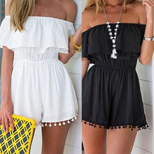 Hot Sales Women Fashion Summer Off Shoulder Elastic Waist Ruffles Dress Beach Party Wear