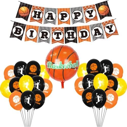 1Set Basketball Theme Happy Birthday Party Decoration Sport Fans Banner Cake Topper Foil Balloons Adult Kid Boys Toy Gift Globos