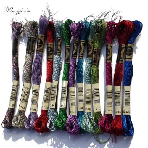 1 pcs metallic embroidery thread jewel effects E3843 E3849 E703 E718 E815 E825 cross stitch DMC floss embroidery DIY needlework