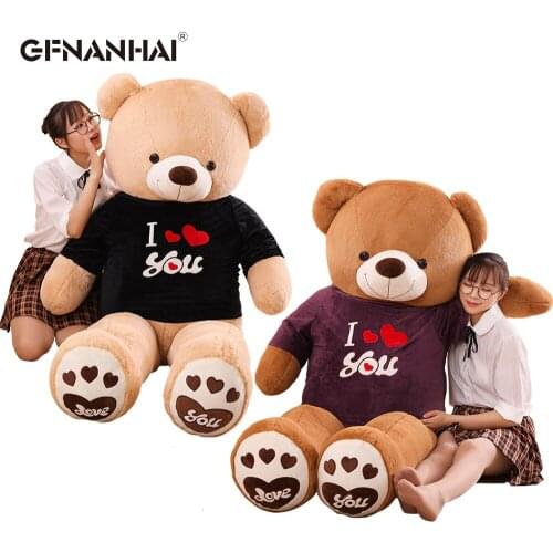 1pc 80/100cm Cute I LOVE YOU Dressing Teddy Bear Plush Toy kawaii Animal Bears Dolls Stuffed Pillow Children Girls Birthday Gift