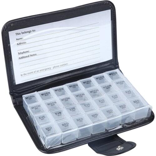 1PCS Seven-day 28 Grids Square Weekly Medicine Storage Box Lattice Holster Travel Portable For Illness Oder Man