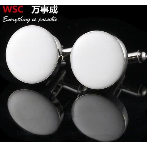 10pairs/lot Classic Round Painting Cufflinks White And Black Silver Plating Cuff Links Suit Cuff Button Mens Jewelry Accessory